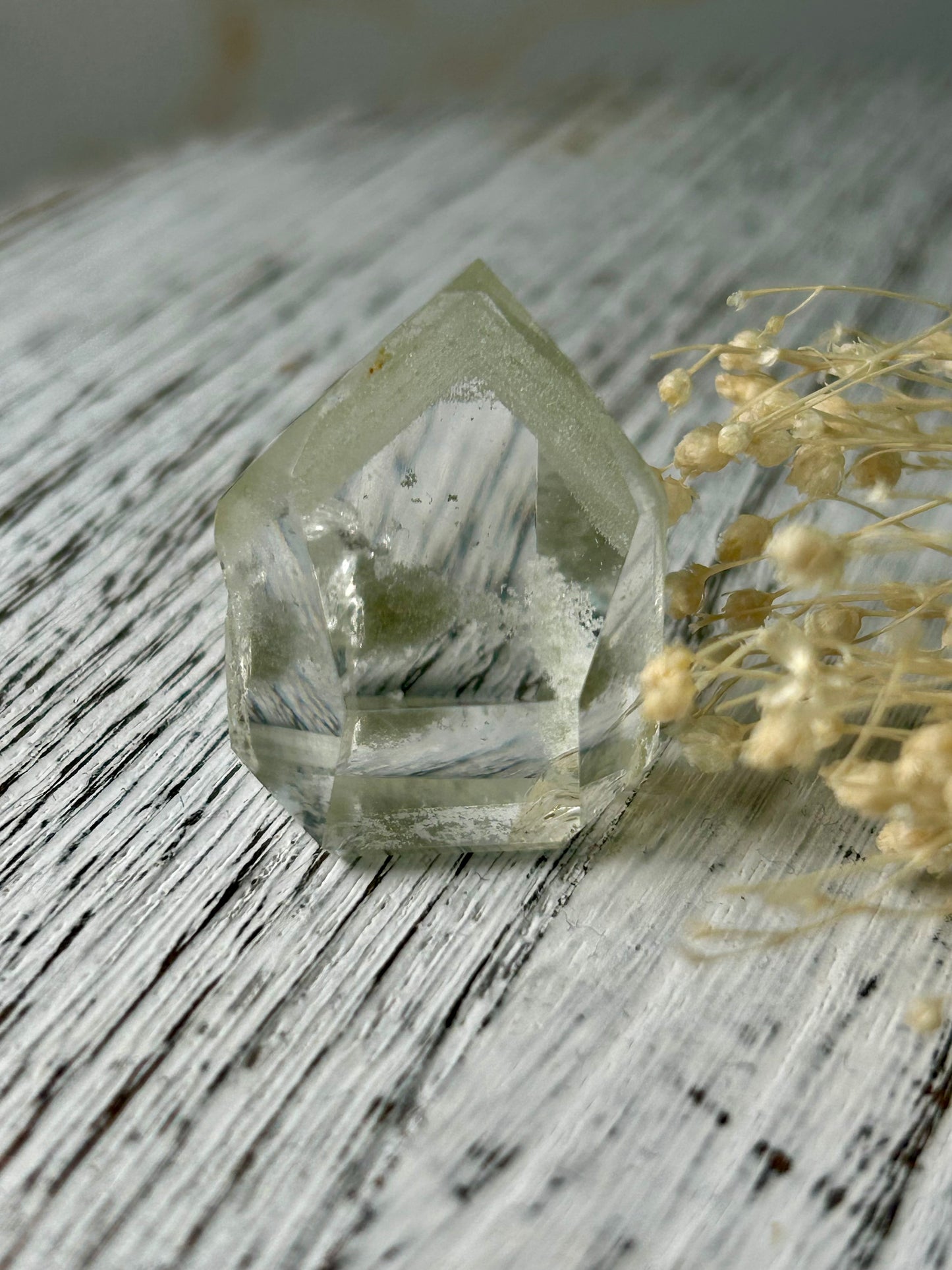 Phantom Garden Quartz stone, high-quality polished point