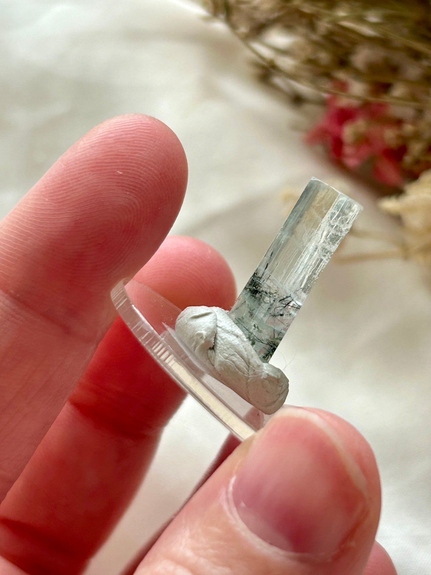 Aquamarine with black Rutile (Tourmaline)