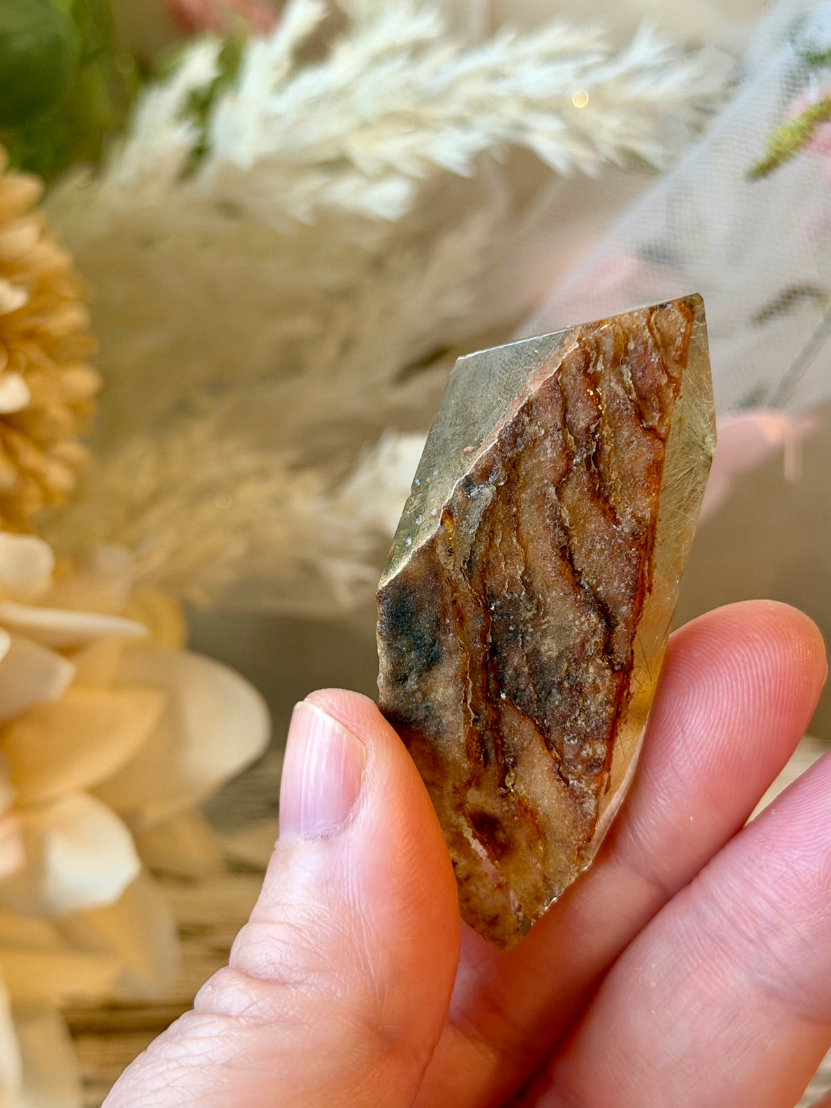 Semi Polished High Grade Rutilated Quartz | Natural Rutile Crystal