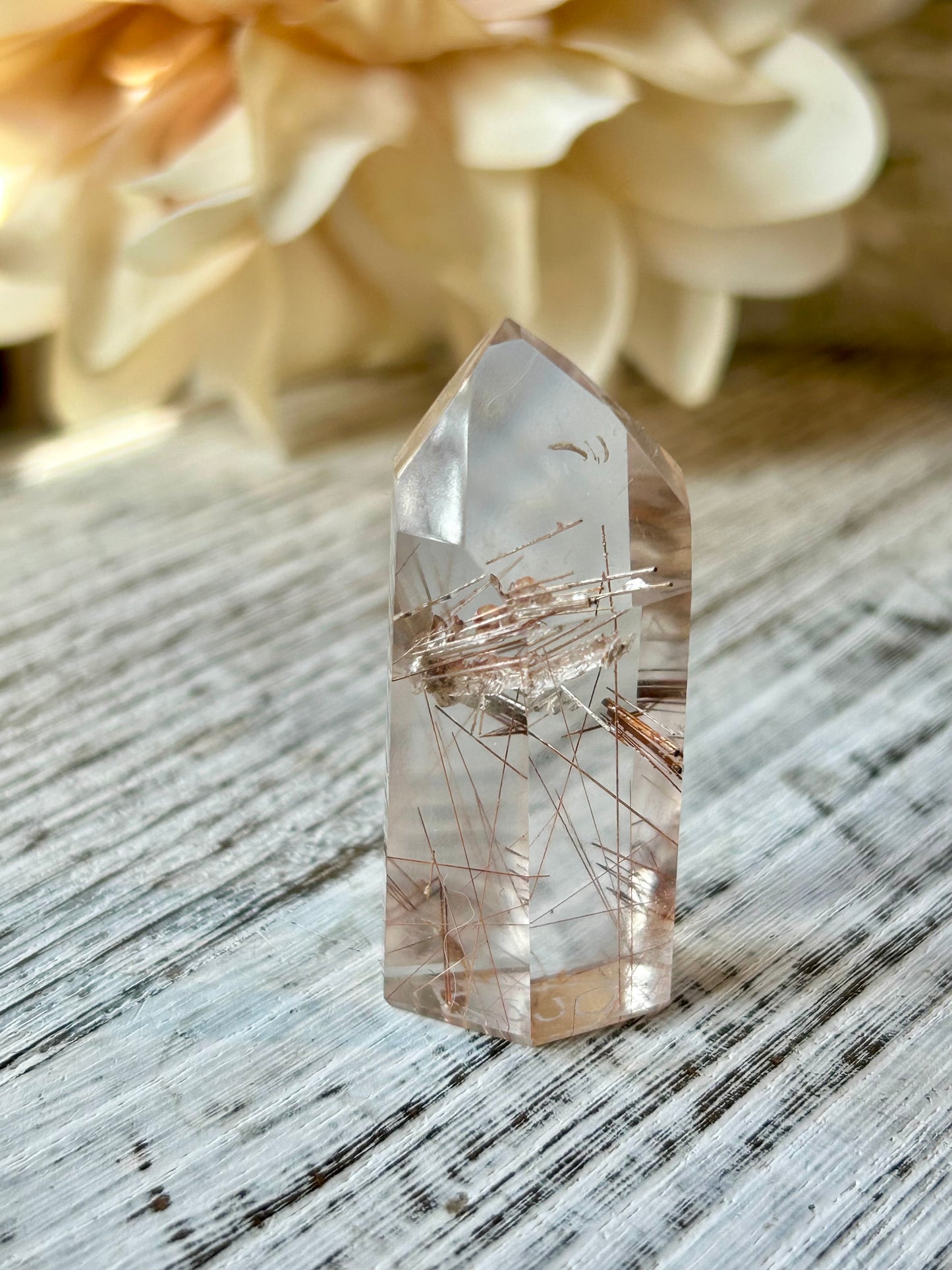 High grade Mini Rutilated Quartz with clear natural Quartz and fine Rutile needle inclusions.