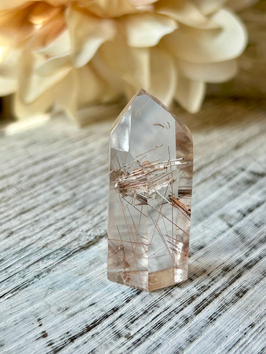 High grade Mini Rutilated Quartz with clear natural Quartz and fine Rutile needle inclusions.