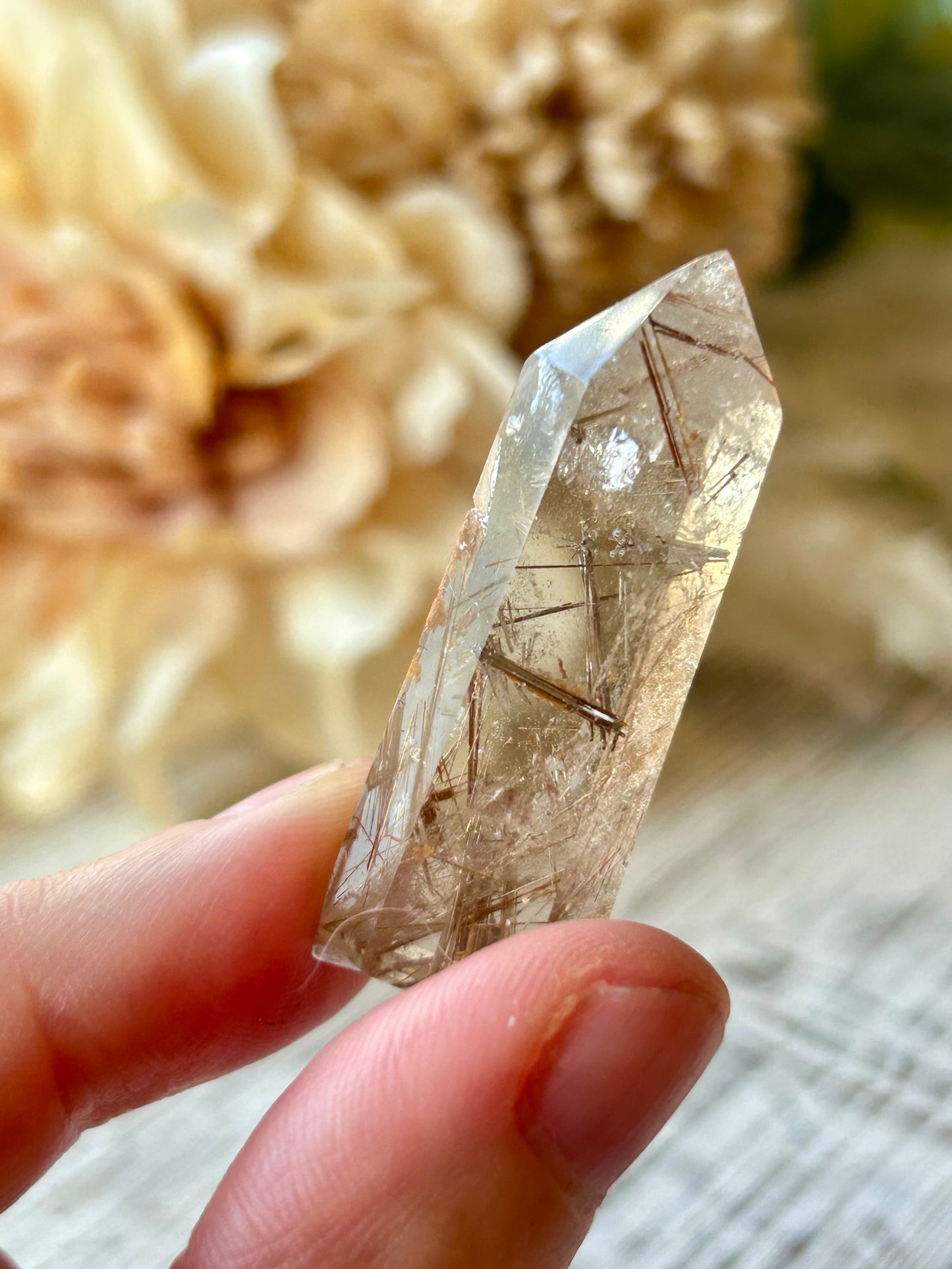High grade Mini Rutilated Quartz with clear natural Quartz and fine Rutile needle inclusions.