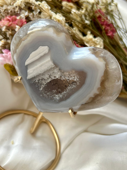 Agate Heart with gold stand