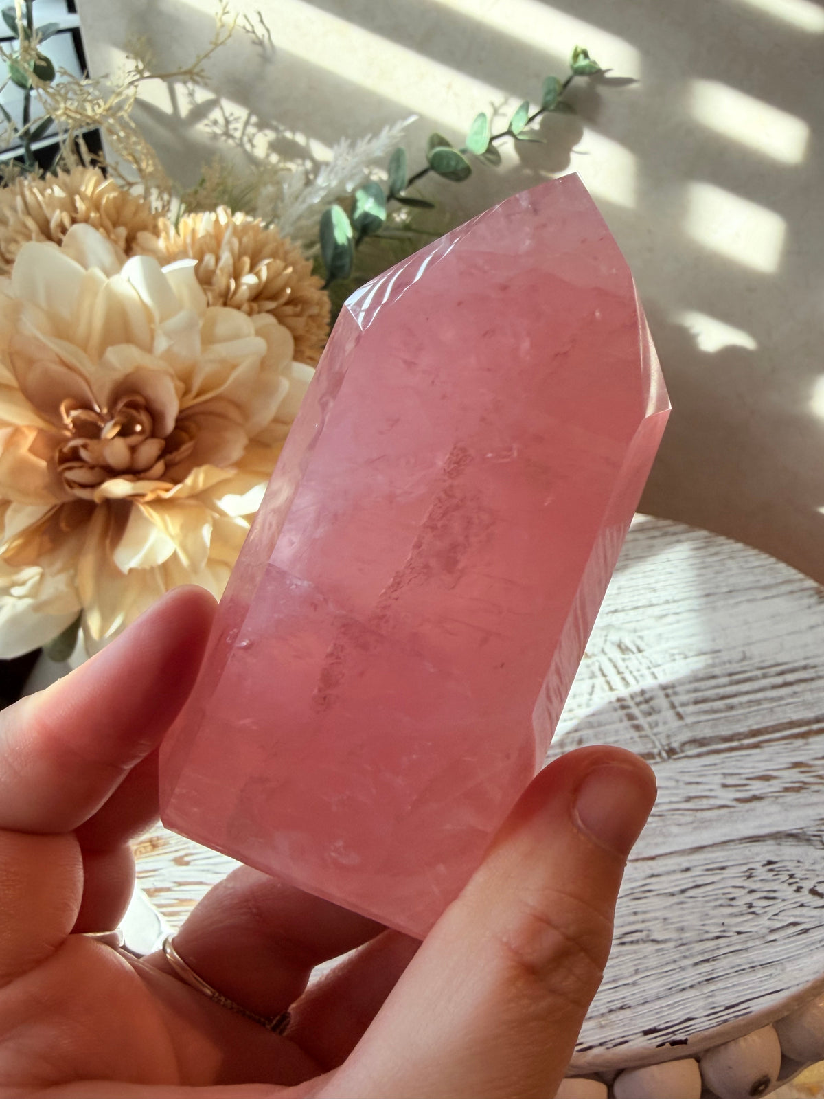 High Grade Bubblegum Pink Rose Quartz Tower