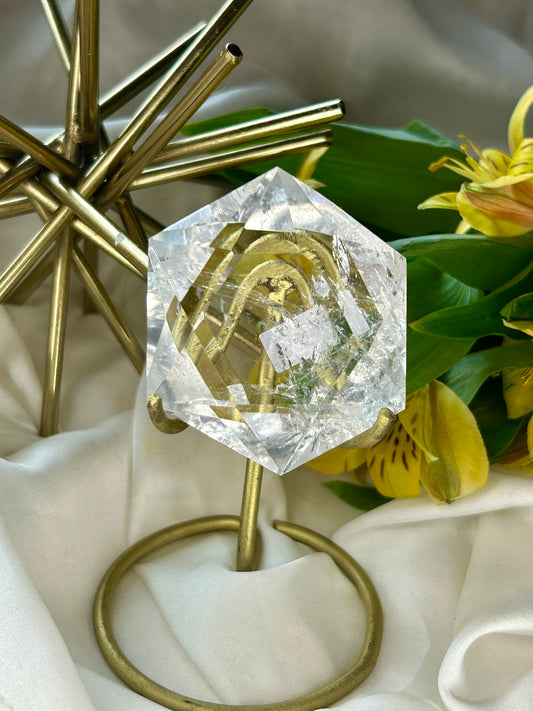 Faceted Hexagon with gold stand