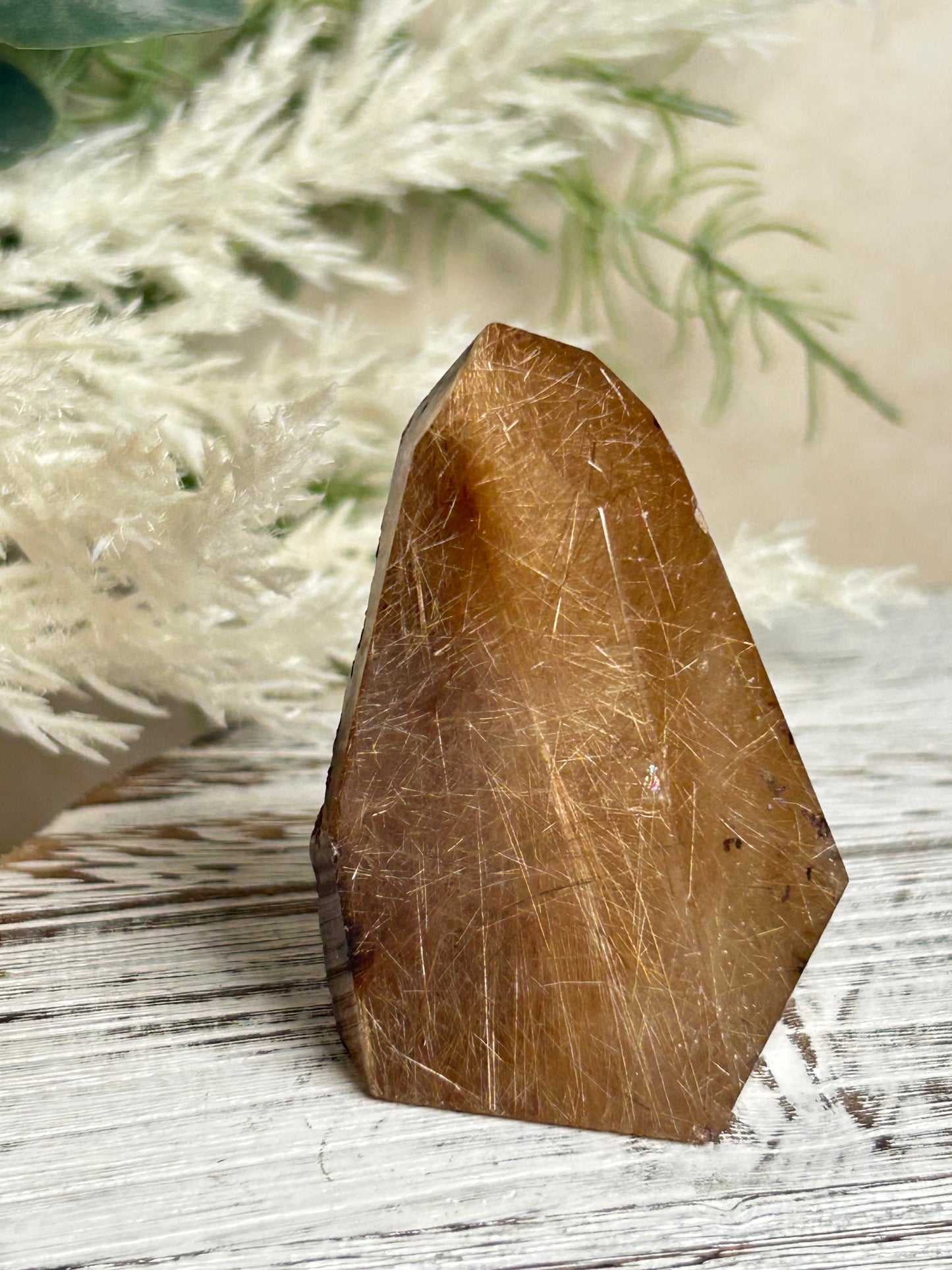 Rutilated Quartz Tower – Angel Hair Rutile - Gold Threads - Semi Polished