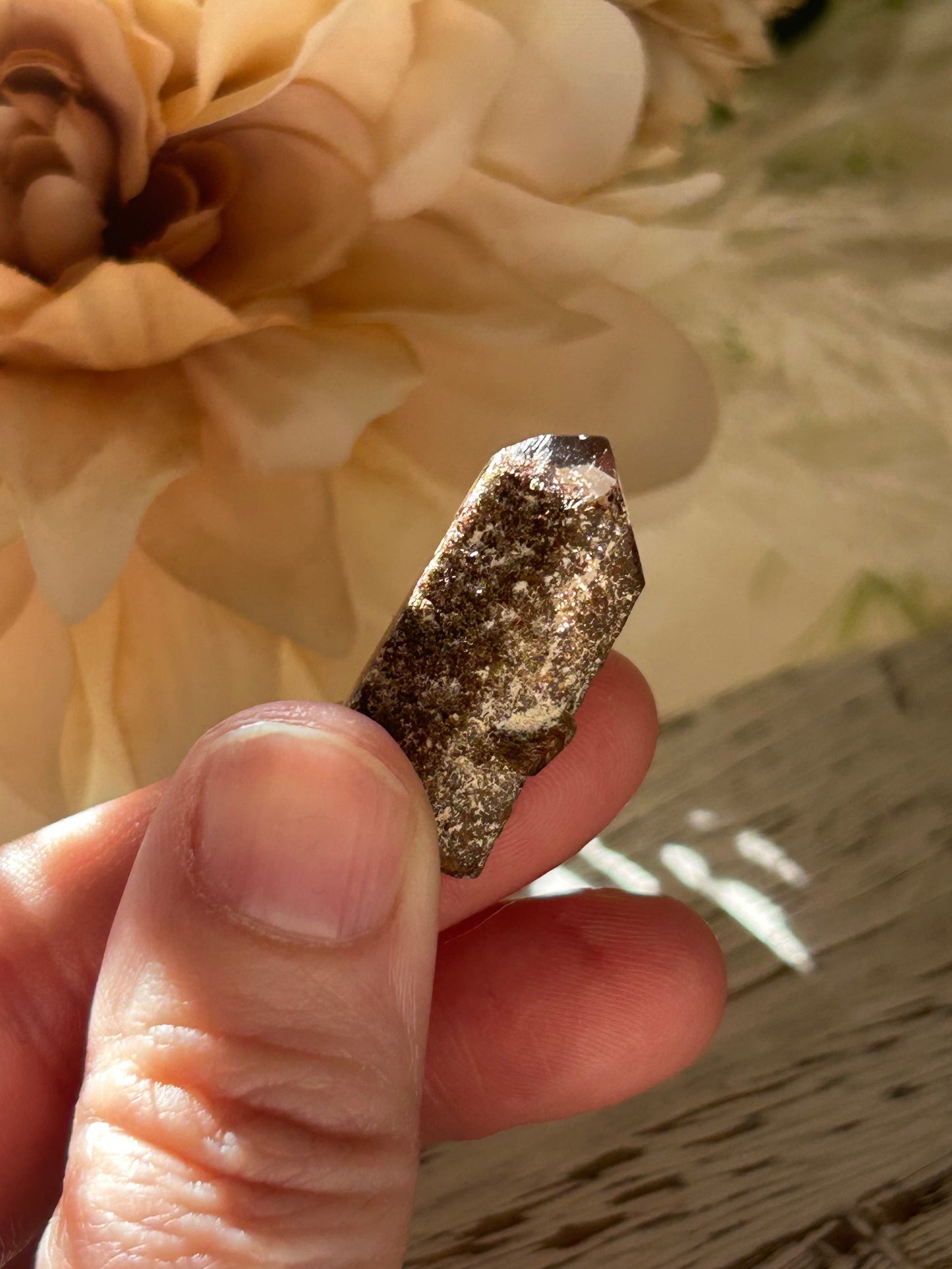 Lodolite Quartz Point – Natural Garden Quartz with Scenic Inclusions - Semi Polished