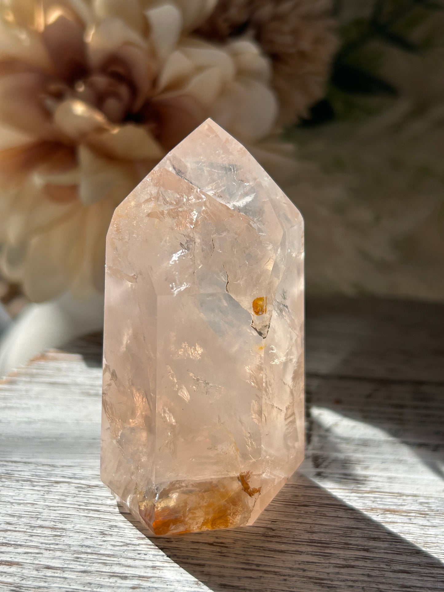 Polished Rose Quartz freeform with soft pink colouring and glossy finish