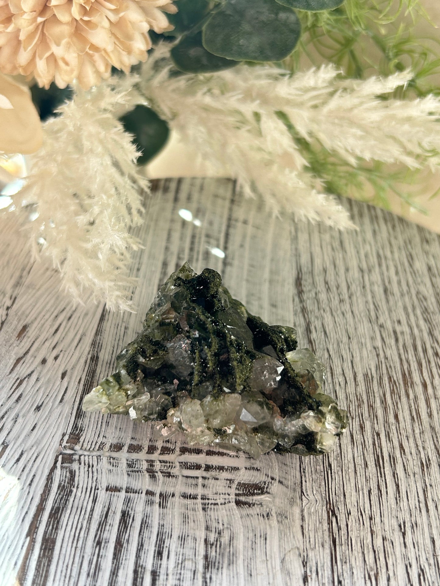 Raw Forest Epidote cluster from Turkey with rich green earthy natural formations