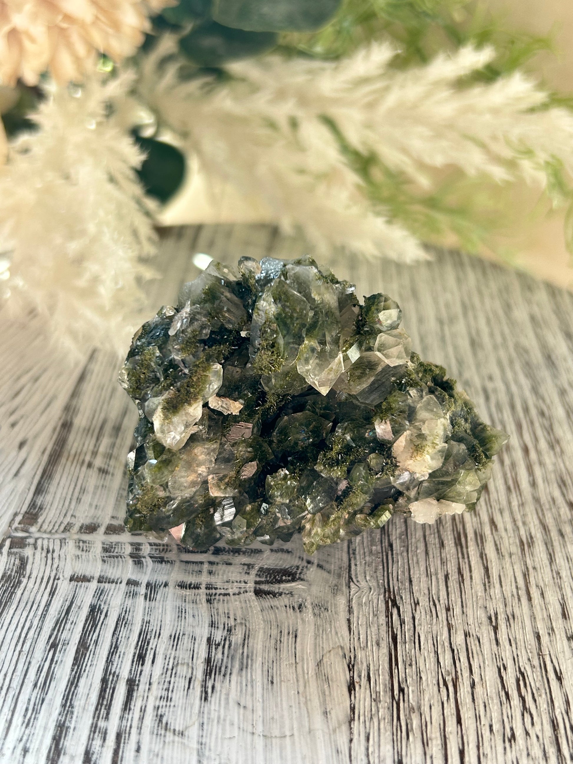 Raw Forest Epidote cluster from Turkey with rich green earthy natural formations