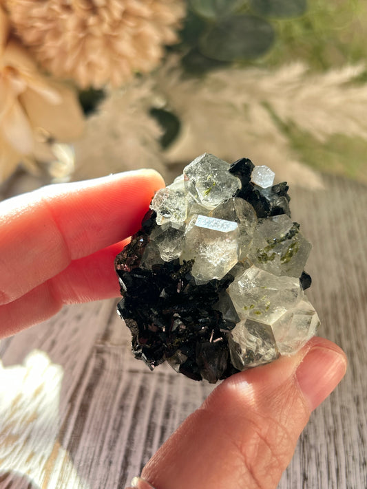 Raw Forest Epidote cluster from Turkey with rich green earthy natural formations