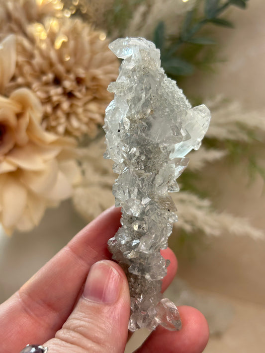 Apophyllite Stalactite on Chalcedony