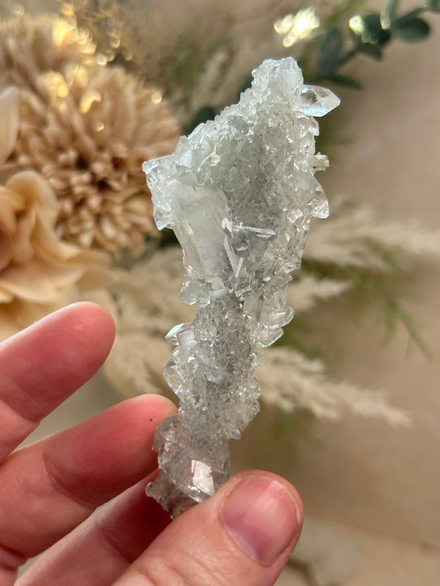 Apophyllite Stalactite on Chalcedony