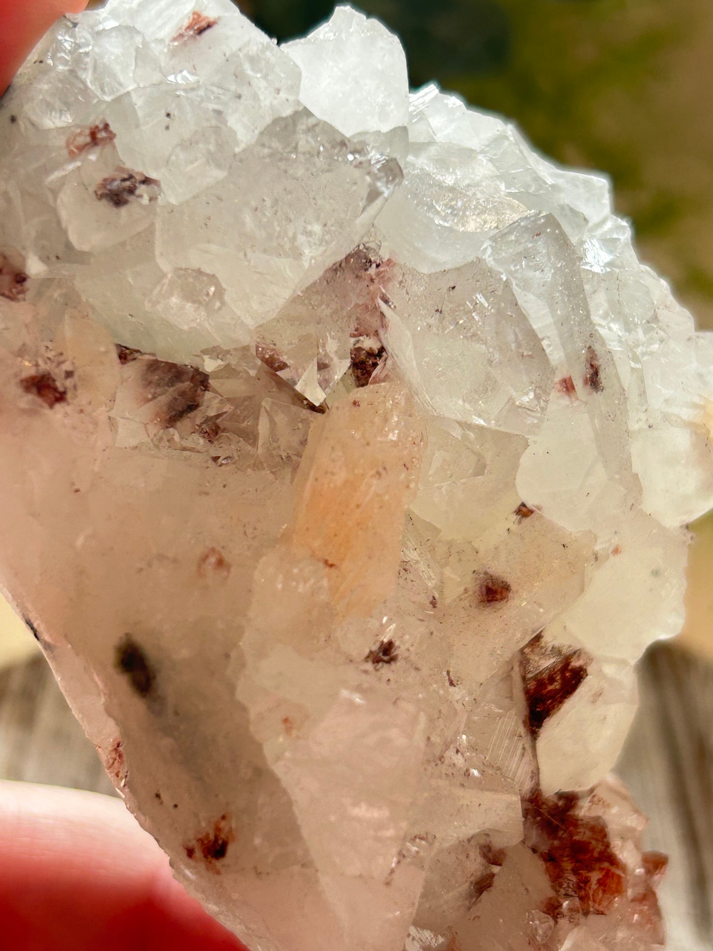 Close-up of a crystal with visible minerals