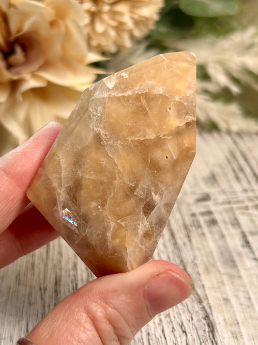 Amphibole Quartz Freeform – Orange - Semi Polished