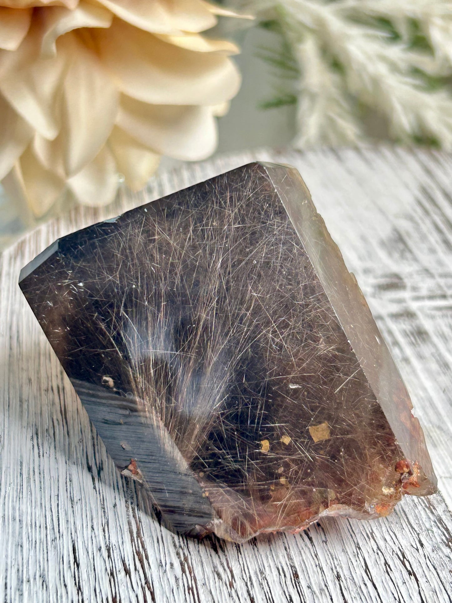 Rutilated Quartz Freeform – Angel Hair Rutile - Gold Threads - Semi Polished