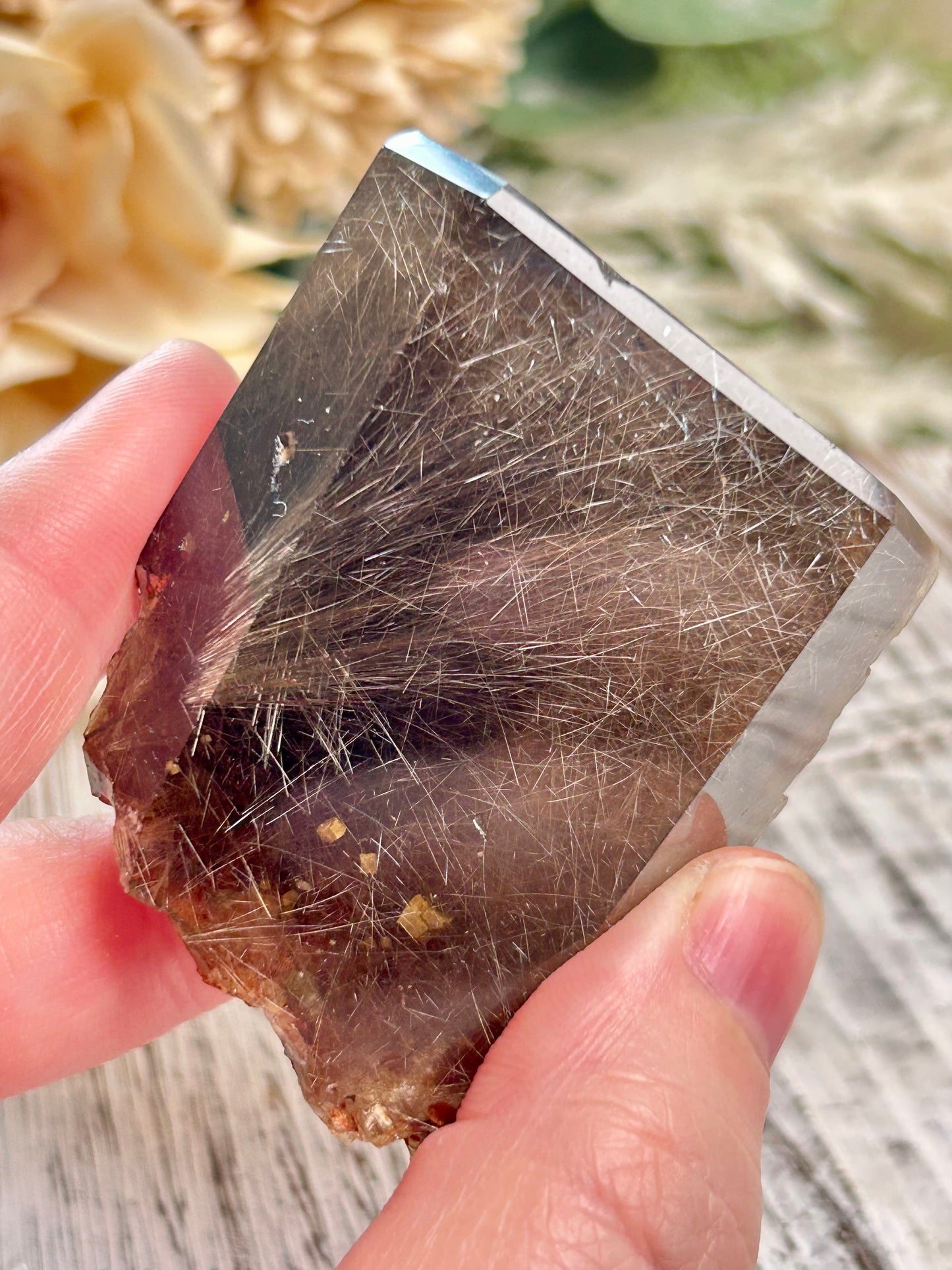 Rutilated Quartz Freeform – Angel Hair Rutile - Gold Threads - Semi Polished