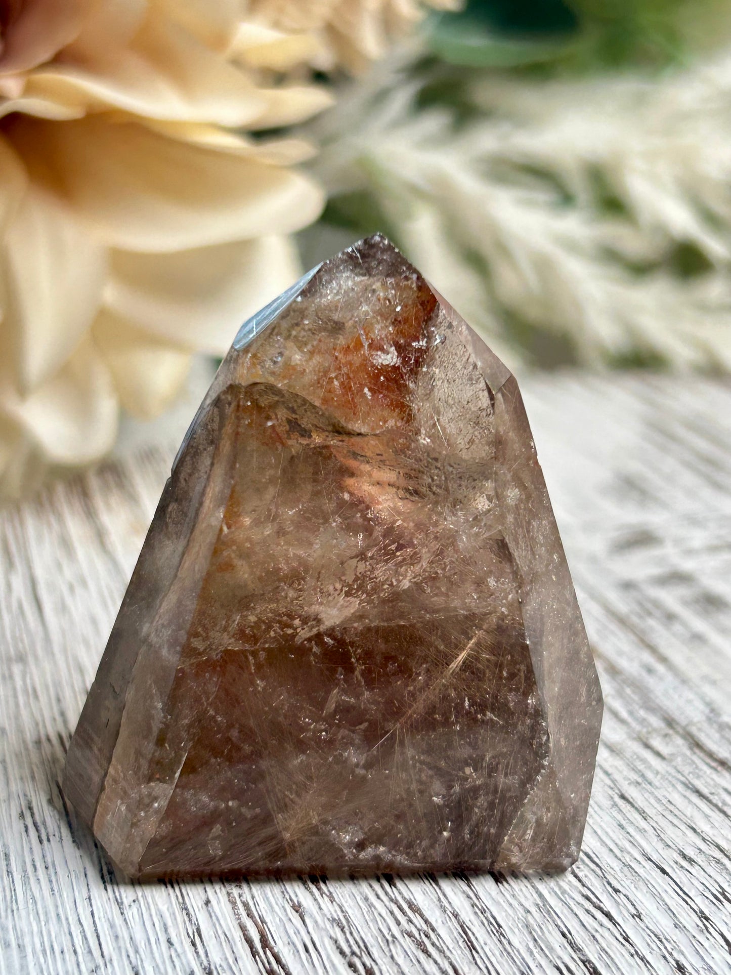 Rutilated Quartz Tower – Angel Hair Rutile - Gold Threads - Semi Polished - Iron Inclusion