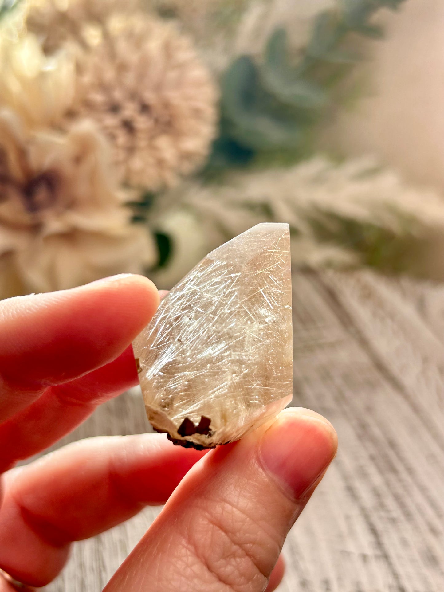 Rutilated Quartz Freeform – Dense Angel Hair Rutile - Peach Threads - Semi Polished