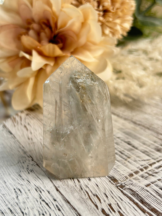 Lodolite, Amphibole and Rutile Quartz Tower – Natural Garden Quartz with Scenic Inclusions